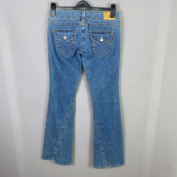 True Religion Womens Joey Flare Twisted Hem Flap Pocket Jeans in Med Was… - Picture 3 of 10